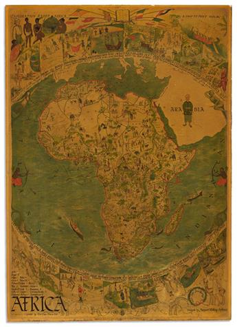 (PICTORIAL MAPS.) Group of 8 early 20th-century color-lithographed pictorial maps.